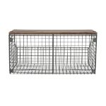 Picture of Vintage Living Wall Mount Double Storage Bin with Wood Shelf - Industrial Gray