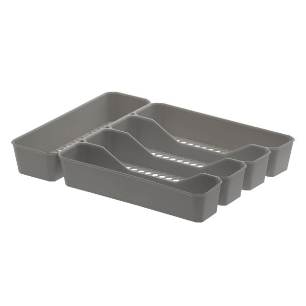 Picture of HEXA® 5-Divider Silverware Tray — Stone Gray