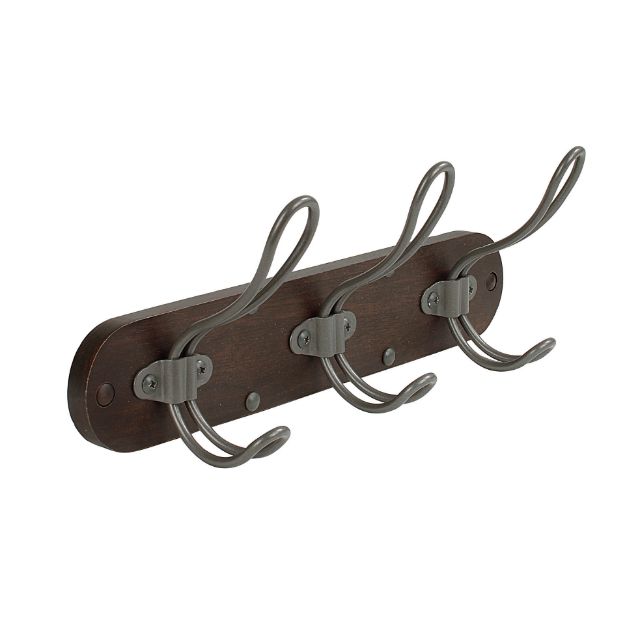 Picture of Millbrook Wall Mount 3-Hook Wood Rack - Coffee