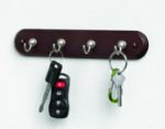 Picture of 4-Hook Wall Mount Key Rack - Walnut/Satin Nickel