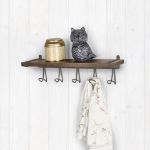 Picture of Vintage Living Wall Mount 5-Hook Wood Shelf - Industrial Gray