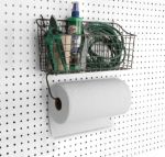 Picture of Pegboard Basket with Paper Towel Holder - Industrial Gray